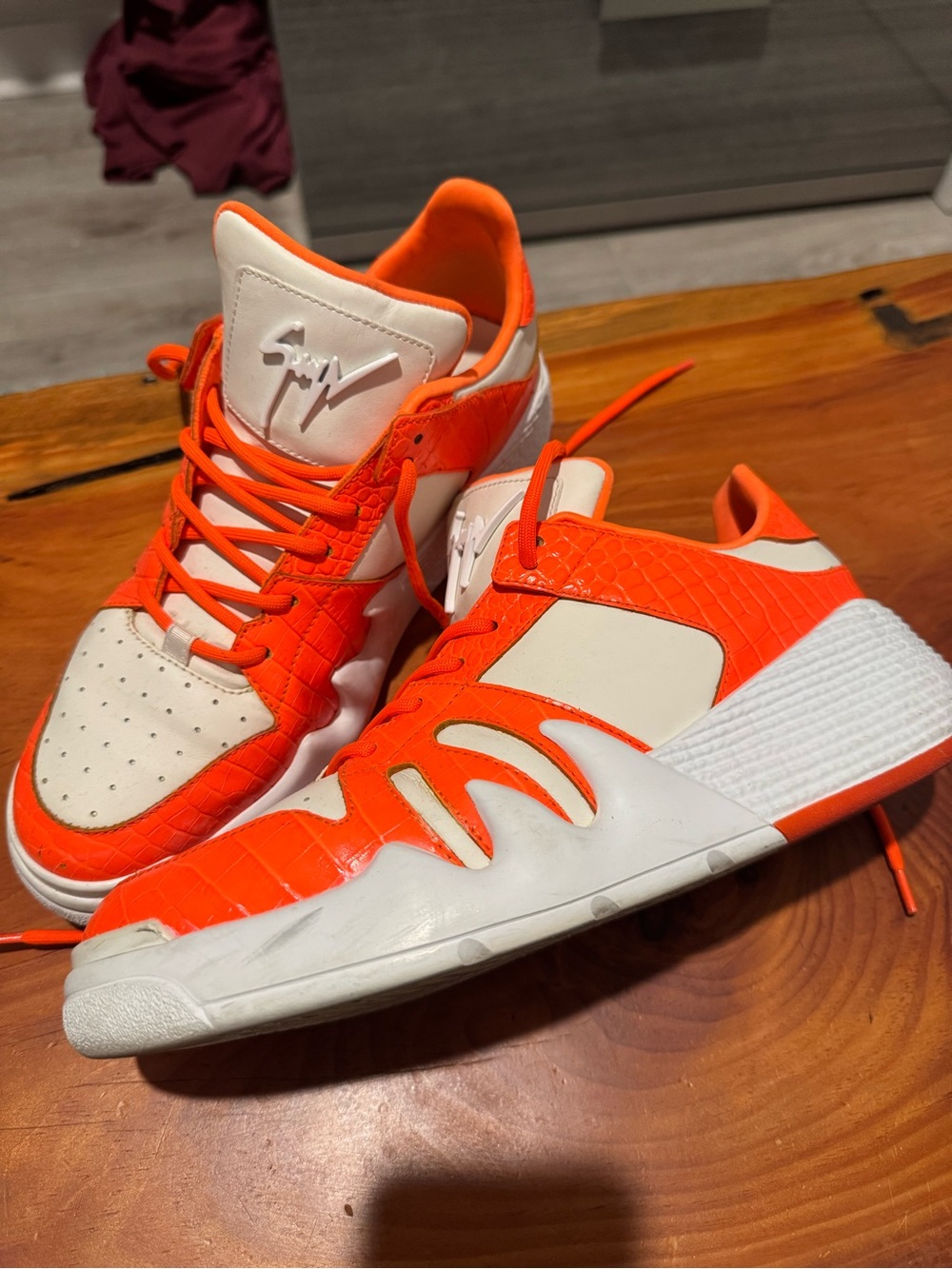 Giuseppe Zanotti Men’s Orange and White Low-Top Sneakers
